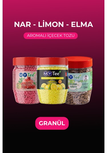 Mytee 3'lü Limon - Nar - Elma Aromalı Granül İçecek Tozu 3 X 250gr 750 G