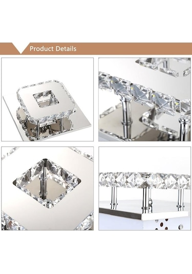 Sarı Modern Dekoratif Kare Yüzükler Kristal Tavan Işık Led Tavan Lambası Gömme Montajlı Aydınlatma Armatürleri Sarı