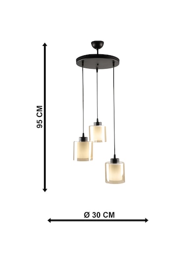 Begüsa Nitra 3 Lü Avize Siyah Bal Çift Cam Siyah