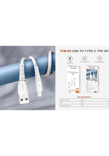 Oppo Reno 5g İle Uyumlu 2 Metre 3 Amper Usb -type C Şarj Ve Data Kablosu Tak Çalıştır
