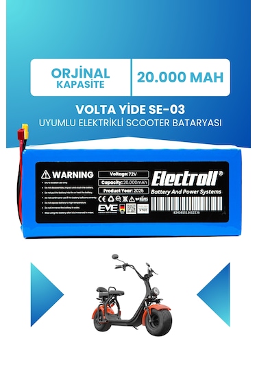 Volta Yide Se-03 Uyumlu Batarya Lityum 72v 20ah