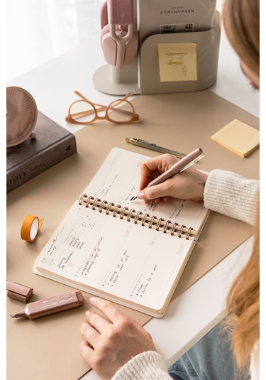 A5 Spiralli Süresiz Planlayıcı Ajanda - Bej Bej