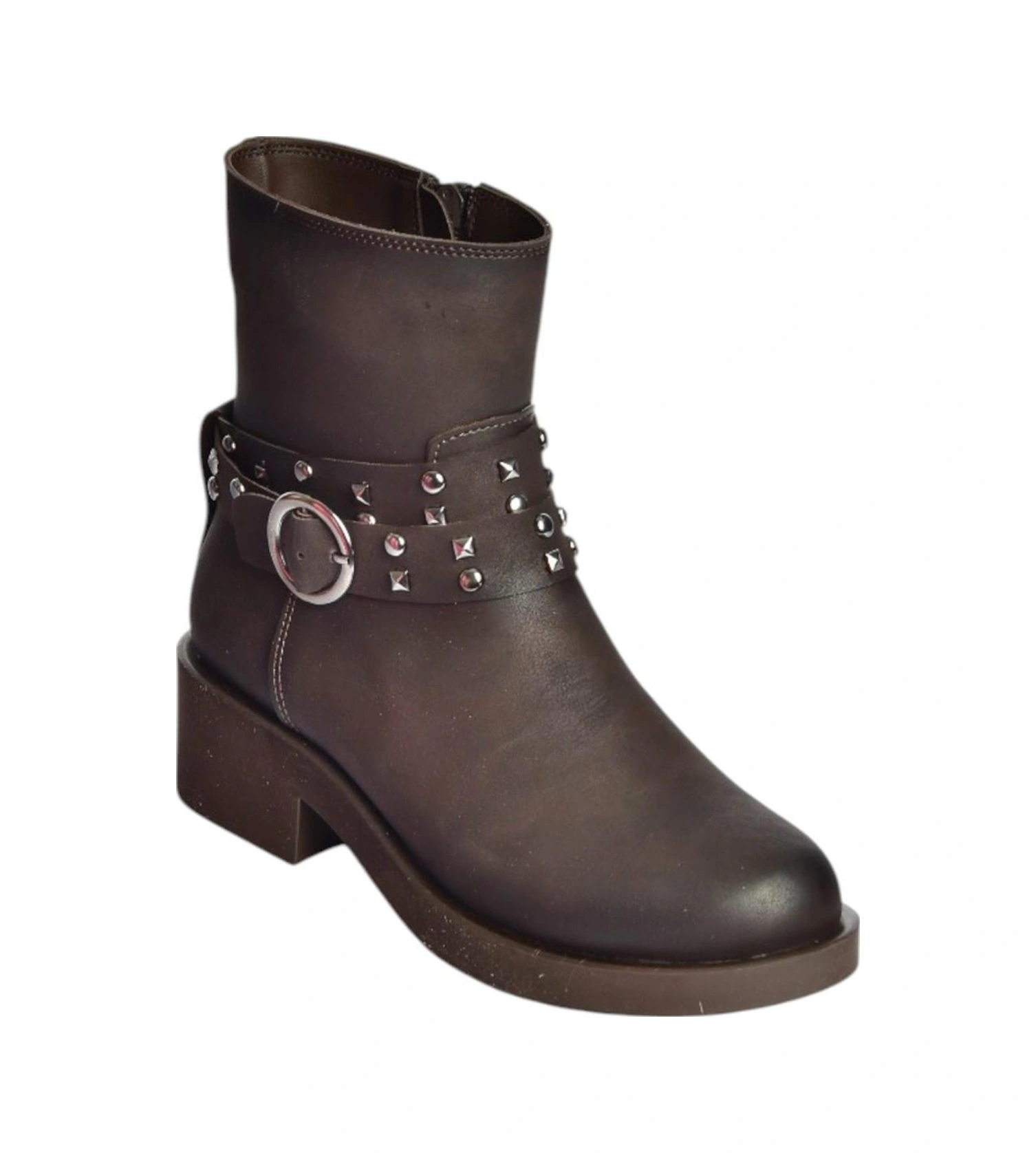 Fox Shoes V674121209 Kahverengi Alçak Topuklu Fermuarlı Kadın Bot Kahverengi-suni Deri