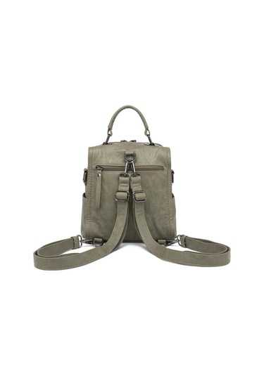 Yıkama Deri Sırt Askılı Kadın Çantası 21k Barcelona 1915 Yeşil