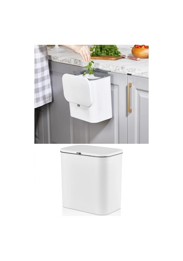 Bayev Beyaz Fonksiyonel Kapaklı Banyo Ve Mutfak Tezgah Üstü Çöp Kovası Dolap Ve Duvar Seçeneği