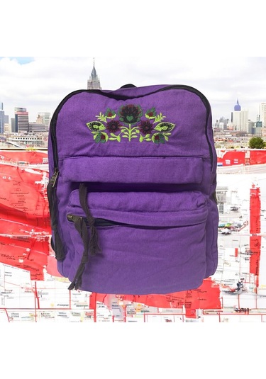 Kaliteli Salaş Küçük Boy Siyah Vintage Disayn Günlük Sırt Gezi Çantası 25x30cm Mor