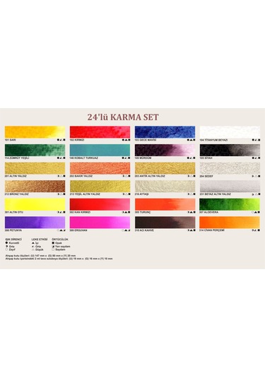 Şemse El Yapımı Sanatsal Yarım Tava Taş Suluboya Karma Set 24'lü