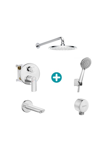 Eca Lia Yuvarlak Ankastre Gömme Banyo Bataryası Duş Seti Tüm Parçalar Dahil Krom