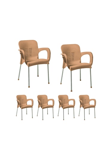 Hesaplimagazam 6 Adet Metal Ayaklı Plastik Sandalye