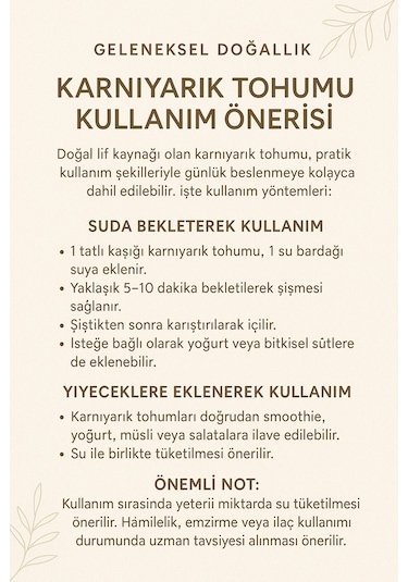 Sultanbahçe Karnıyarık Otu Karnıyarık Otu Tohumu 160 Gr Psyllıum