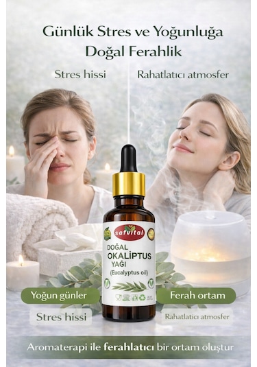Safvital Okaliptus Yağı 20 Ml Bitkisel Aromaterapi Yağı Ferahlatıcı Koku Günlük Kullanım Cilt Bakım Yağı