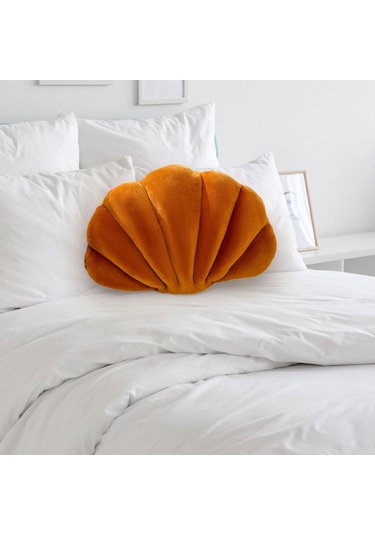 Suntek Magideal Kabuk Dekoratif Yastık Clam Yer Minderi Oturma Karamel