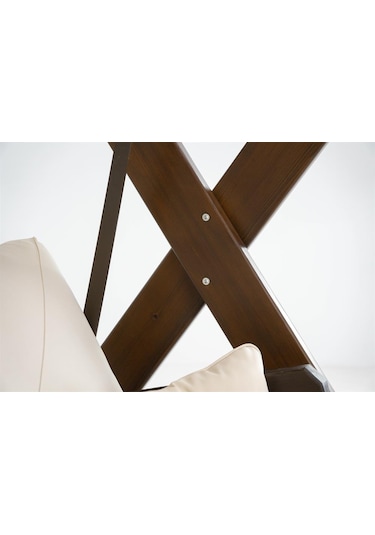 Holox Ladin Ahşap Salıncak Dış Mekan Bahçe, Teras Salıncağı -krem Krem