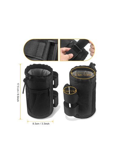 Qingmipy Sıcaklık Koruyucu Su Şişesi Tutucu, Çıkış Delikli, Ağızlı Cep, Bisiklet/bebe Arabası/engellere Uygun, Siyah, 17.5x8.3cm Çok Renkli