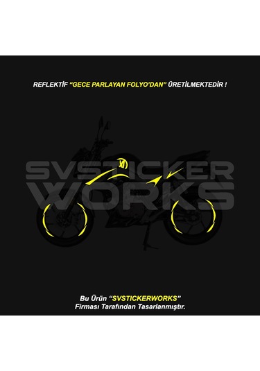Mondial Drift L Gece Parlayan Sticker Set Paketi Jant li Sarı