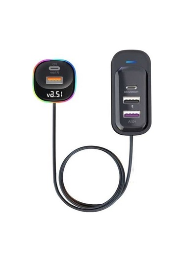 Novahub Yq5 Pd 105w Çakmak Adaptörü 5 Bağlantı Noktası Araç Şarj Cihazı Arka Koltuk İçin
