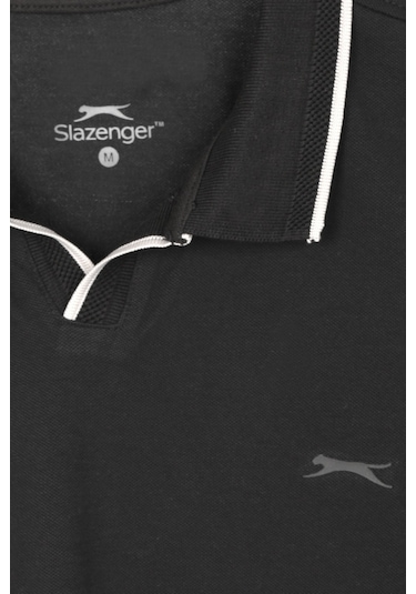 Slazenger Zıther Erkek Polo Yaka Siyah Tişört
