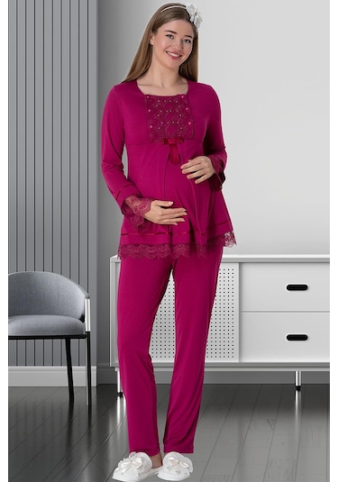 Mecit Pijama Mecit 1820 Fuşya Lohusa Pijama Takımı