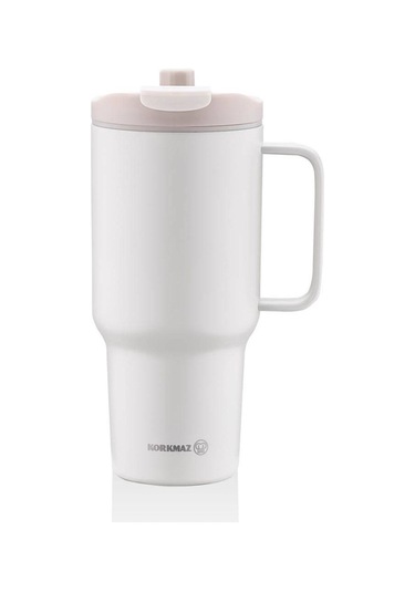 Korkmaz A5577-2 Freedom 1 Litre Bej Pipetli Bardak Termos Pembe