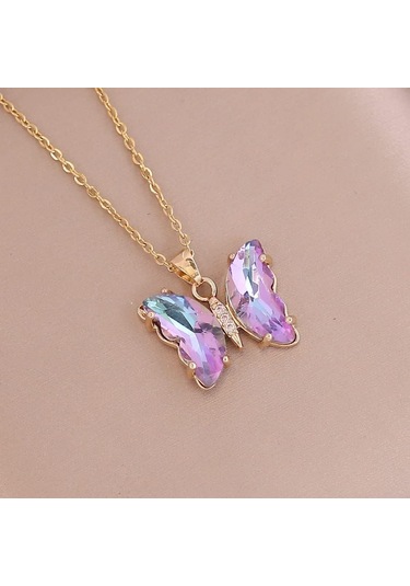 Kelebek Kolye Küpe Kadınlar İçin Basit Kübik Zirkonya Altın Kelebek Kolye Küpe Kolye Sevimli Kristal Kelebek Takı Seti Kadın Hediye Takı Diğer