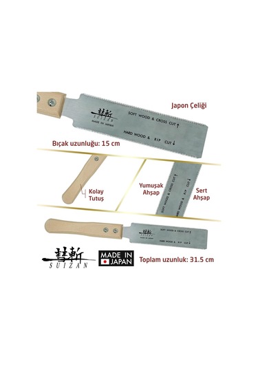 Suızan Suizan Sfl004 Mini Flush Cut Çift Taraflı Japon Testeresi 15 Cm