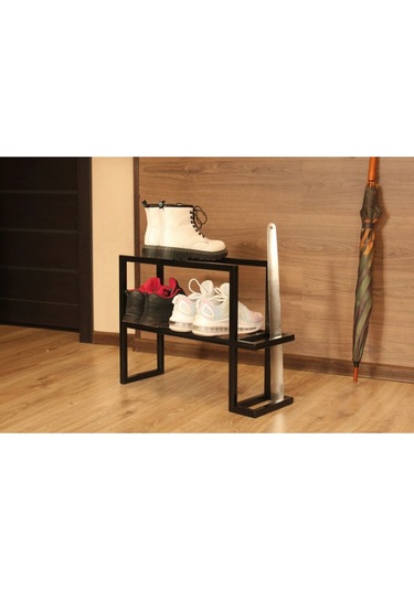 Aju Metal Ayakkabılık Ve Şemsiye Standı Modern Giriş Düzeni İçin Şık Depolama Bot Çizme Rafı Siyah