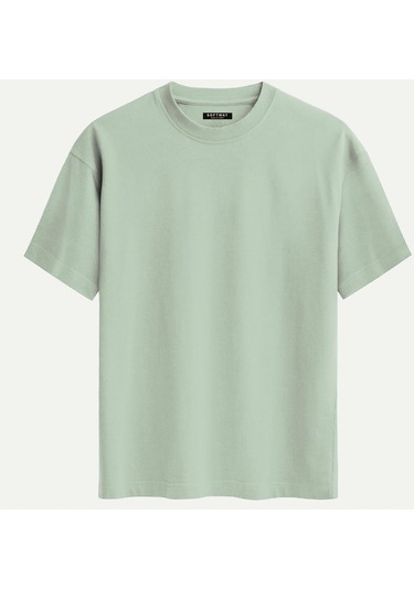 Unisex Bisiklet Yaka %100 Organik Pamuklu Kalın Dokulu Made Of Money Baskılı Oversize T-shirt - Bej Bej