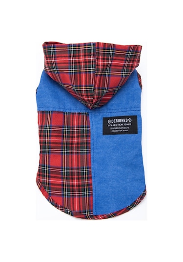 Pawstar Denim & Plaid Kedi Köpek Gömleği