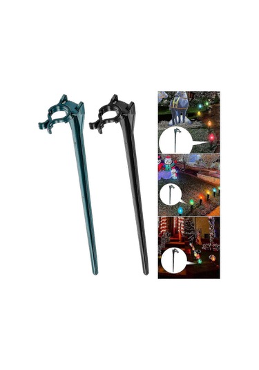 20 Adet Işık Kazığı Kolay Kurulum Noel Işık Tutucu Bahçe Dış Mekan İçin Evrensel Zemin Kazığısiyah