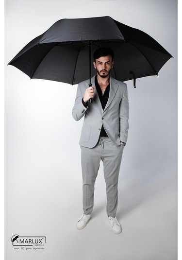 8 Telli Büyük Boy Manuel Protokol Kamp Ve Plaj Şemsiyesi Siyah Demir Ayaklı Askılı Taşıma Çan Siyah