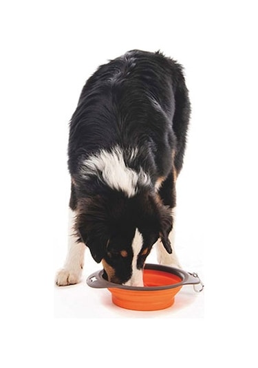 M-pets Kedi Ve Köpekler İçin Katlanır Silikon Mama Ve Su Kabı Turuncu 1230 Ml 244-51018.02
