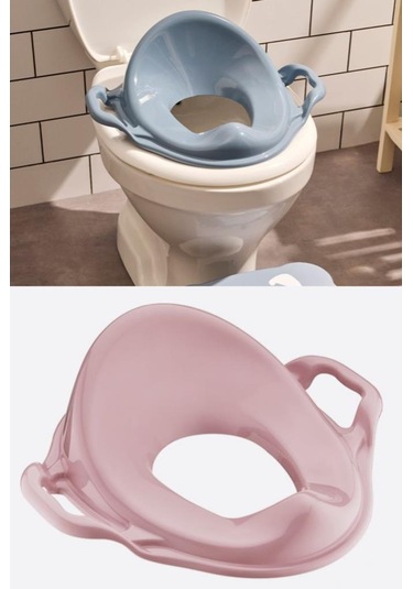 Flosoft Kulplu Klozet Kapağı Adaptörü, Çocuk Tuvalet Eğitimi Alıştırma Oturağı Pembe