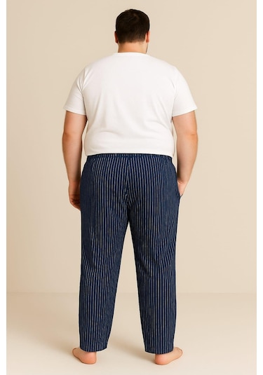 Erkek Büyük Beden % 100 Pamuk Cepli Tek Alt Koyu Lacivert Koyu Lacivert