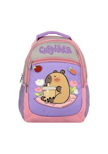 Capybara Kız Çocuk İlkokul Okul Sırt Çantası - Mor - Pembe - 5233 Çok Renkli