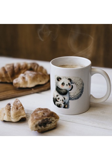 P Harfi Tasarım Bardak, Sevimli Hayvan Temalı Harf Bardağı Beyaz