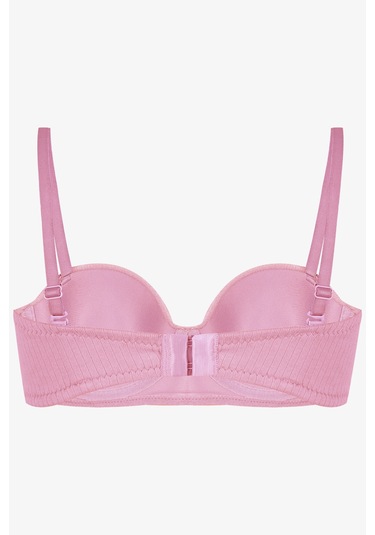 Kadın Dolgusuz Pamuklu Fitilli Straplez Sütyen Pudra