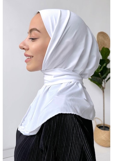 Kahijab Çıtçıtlı Bone - Beyaz - Standart Beyaz