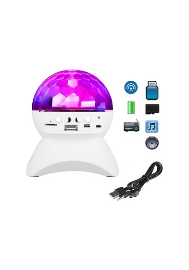 Ranyeek L-740 Beyaz Bluetooth Hoparlör, 360 Renkli Led Işık, Usb/tf Kart Destekli, Ev/parti Kullanıma Uygun, Derin Taban Ve Yüksek Ses