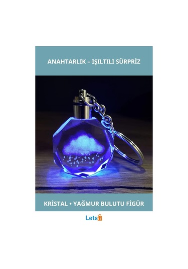 Yağmur Bulutu Tasarımlı Işıklı Renk Değiştiren Anahtarlık 10cm Çok Renkli