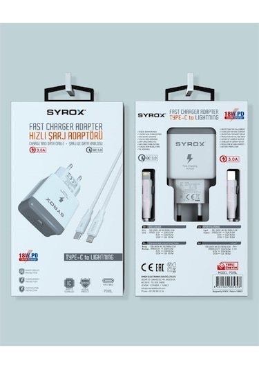 Syrox Pd18L 18W Pd Type-C To Lightning 3.0A Hızlı Şarj Cihazı