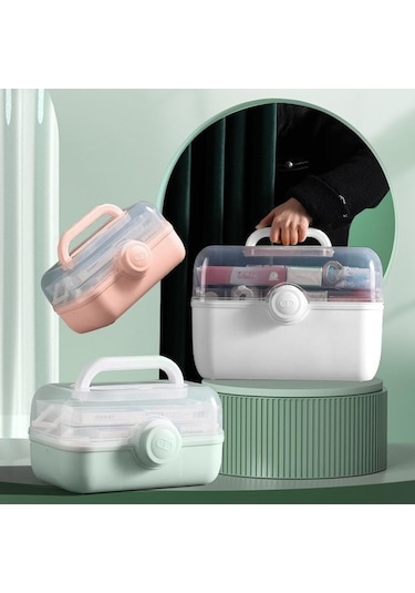 Novahub Yeşil Büyük Kapasiteli Aile Hekimliği Organizatör Kutusu Taşınabilir İlk Yardım Çantası İlaç Saklama Kabı Aile Acil Durum Kiti Kutusu S Yeşil