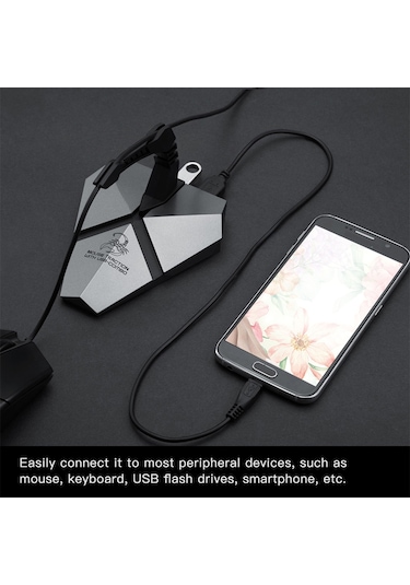 Xindoker Usb 3.0 Hub Oyuncu İçin 3 Port + Micro Sd Kart Okuyucu, 5gbps Hızlı Veri Transferi, Renkli Led Işık Ve Mouse Kablosu Tutucu, Plug & Play