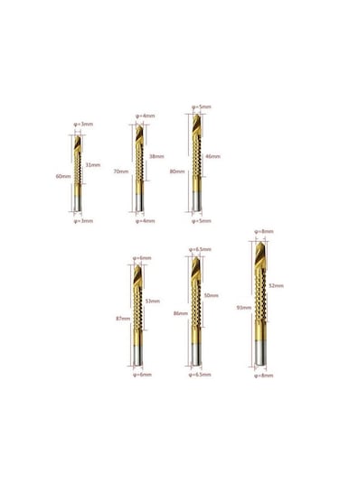Matkap Ucu Seti Metrik Diş Delik Açma Kesme Klavuzları Ahşap Met