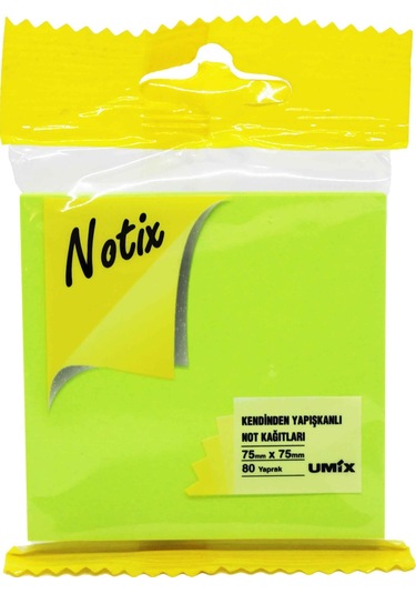 Notıx Neon Yapışkanlı Not Kağıdı 75 75 Mm 80 Yaprak Yeşil