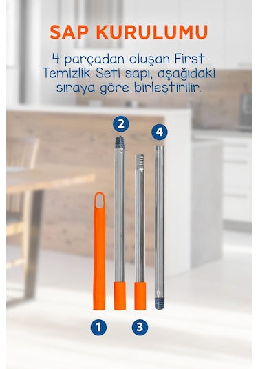 First Pratik Sıkmalı Paspas Seti Yüksek Emici Şerit Mop Ve Kova