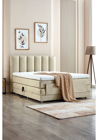 Nera Elektrikli Motorlu Hareketli Kumandalı Çift Kişilik Karyola+başlık+yatak Set