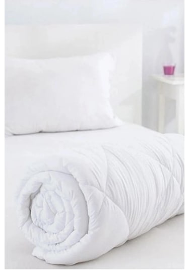 Antialerjik Silikon Tek Kişilik Yorgan Microfiber Yastık Hediyeli Beyaz