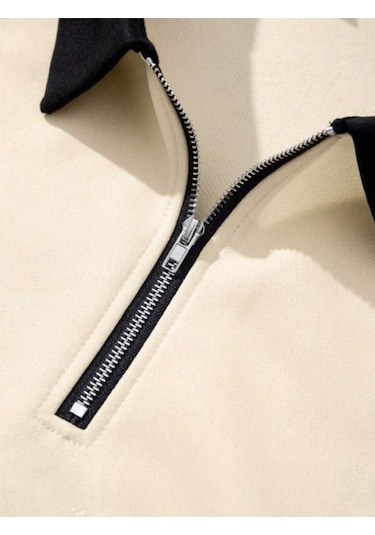 Unisex Ny Baskılı Oversize Polo Yaka Fermuarlı Sweatshirt 001