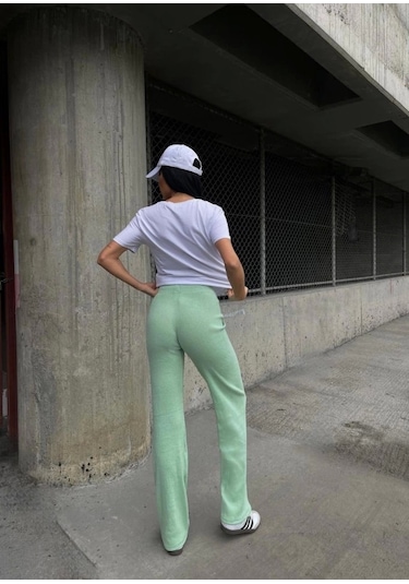 Saklımoda Kadın Kaşkorse Kumaş Ispanyol Paça Pantolon Mint