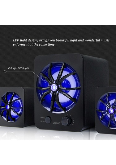 Xindoker D-207 3w Led Işıklı Mini Hoparlör - Usb Beslemeli, Dual Speaker Stereo Ses, Bilgisayar/ Telefon Uyumlu Siyah